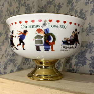 Vintage Teleflora Pedestal Vase by Charles Wysocki Christmas 2000